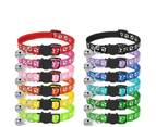 Cat Collars, 12 Pieces Anti-Strangle Cat Collars Kitten Collars With Reflective Straps And Bells, Adjustable Range 19-32Cm