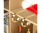 Set Of 6 Fireplace Hangers, Christmas Stocking Hooks, Gold