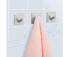 2pcs Self-adhesive Towel Hooks Wall Hooks Hangers Anti-Skid Heavy-duty Waterproof Stainless Steel Hook for Hanging Kitchen Robe Bathroom Towel Home