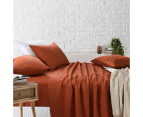 Amsons Royale Cotton Sheet Set - Fitted Flat Sheet With Pillowcases - Rust