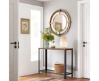 Console Table with Mesh Shelf Hall Table Rustic Brown
