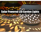 LED Solar Lights Garden Outdoor (Sydney Stock) Retro Metal Decor Lights Hollow Out White Jar