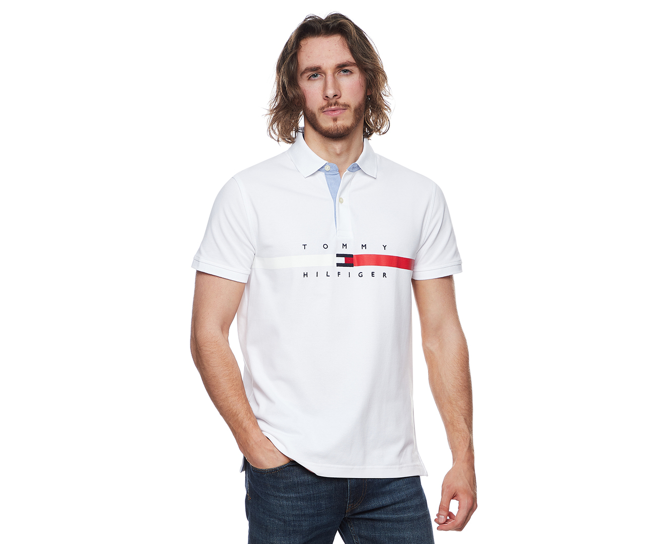 Tommy Hilfiger Men's Nial Short Sleeve Polo Shirt - Bright White ...