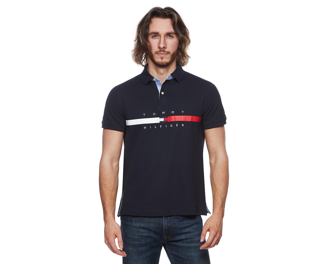 Tommy Hilfiger Men's Nial Short Sleeve Polo Shirt - Sky Captain | Www ...