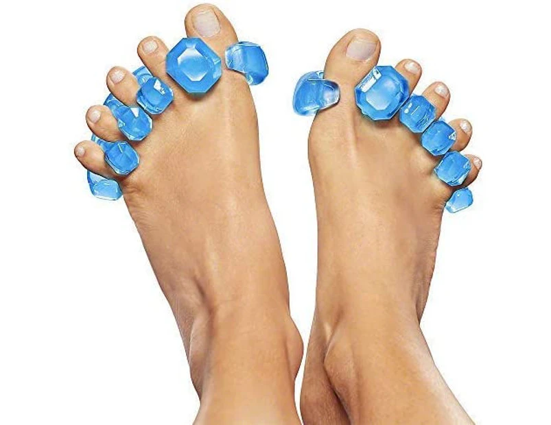 2Pcs Toe Splitter Toe Gel Toe Stretch And Toe Splitter Full Bunion, Hammer Toe Blue