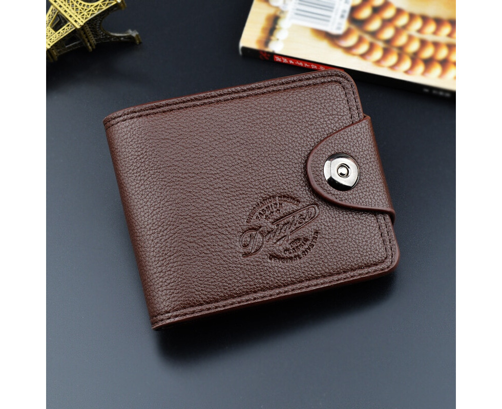 New Leather Men's Wallets Zipper Pocket Vintage Hasp Short Money Bag ...
