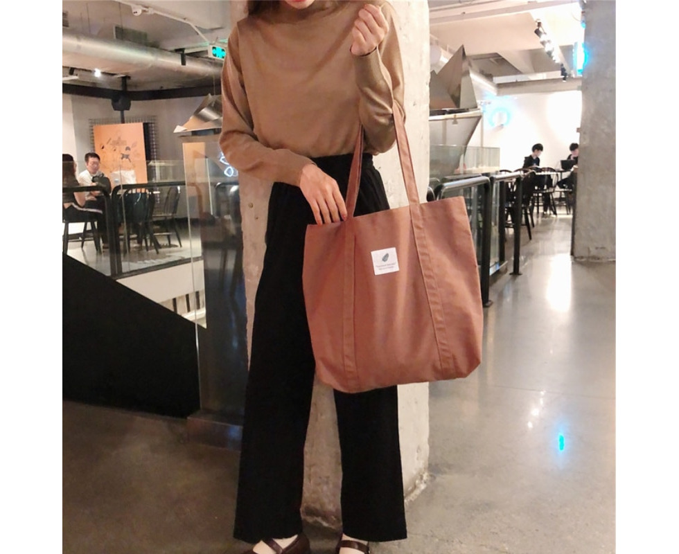 Cocopeanut Casual Retro Women's Shoulder Bag Solid Color Small Fresh Canvas Bag Literary Women's Buckle Tote Bag Large Capacity Handbag, Adult Unisex