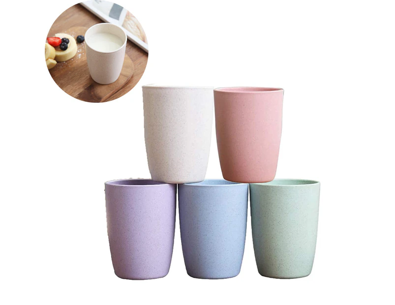 Mugs Without Handle, Indestructible Reusable Mugs, Biodegradable Wheat Straw Mugs, 5 Pieces Per Cup For Kids And Adults, Dishwasher Safe