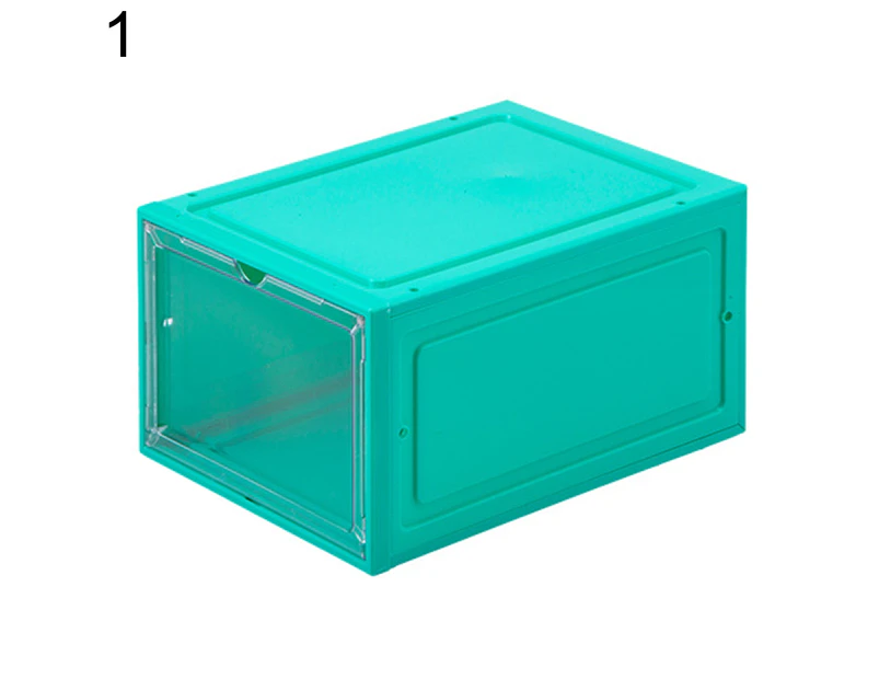 Home Transparent Plastic Magnetic Stackable Shoes Box Organizer Storage-Blue