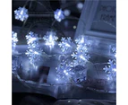 Christmas Lights, 20 Ft 40 Led Snowflake String Lights Battery Operated Waterproof Fairy Lights,Snowflake Light String White