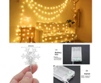 Christmas Lights, 20 Ft 40 Led Snowflake String Lights Battery Operated Waterproof Fairy Lights,Snowflake Light String White