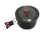 3L Aluminum Alloy Folding Handle Camping Pot Outdoor Cooking Picnic Utensil Black