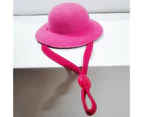 Chicken Hat Solid Color Adjustable String Cute Round Shape Anti-falling Hamster Cap Beauty Supplies  Rose Red