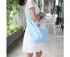 Hands-free Small Dog Cat Carrier Bag Travel Double-sided Pouch Shoulder Tote Blue