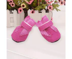 4Pcs Dog Puppy Pet Soft Mesh Anti-slip Shoes Boots Comfortable Casual Sneakers Pink
