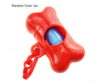 Cute Dog Puppy Pet Bone Shape Poop Waste Bags Clip Dispenser with 1Roll Bag Red