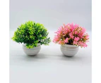 Oraway 1 Set Artificial Plant Pot Ornamental Photo Props Plastic Desktop Fake Grass Plants for Outdoor - Pink