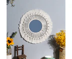 Oraway Wall Mirror Hanging Vintage Acrylic Macrame Fringe Hand Knitting Mirror for Living Room - Style 3