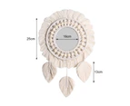 Oraway Wall Mirror Hanging Vintage Acrylic Macrame Fringe Hand Knitting Mirror for Living Room - Style 3