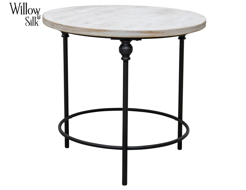 Willow & Silk 60cm French Round Side Table - White/Black