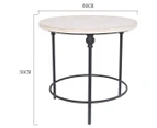 Willow & Silk 60cm French Round Side Table - White/Black