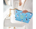Lovely purse Canvas waterproof Makeup bag Ladies zipper travel makeup bag -The penguin