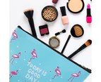 Lovely purse Canvas waterproof Makeup bag Ladies zipper travel makeup bag -flamingos