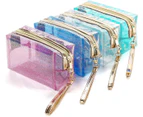 4Pcs Waterproof Cosmetic Bags PVC Transparent Zippered Toiletry Bag with Handle Strap Portable Clear Makeup Bag Pouch -clear