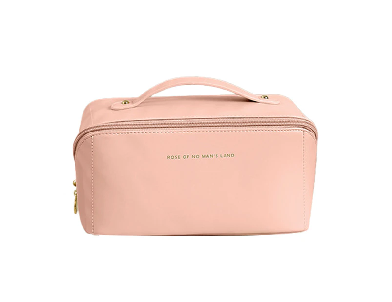 Large Capacity Multifunctional Storage Makeup Bag PU Leather Makeup Bag -pink