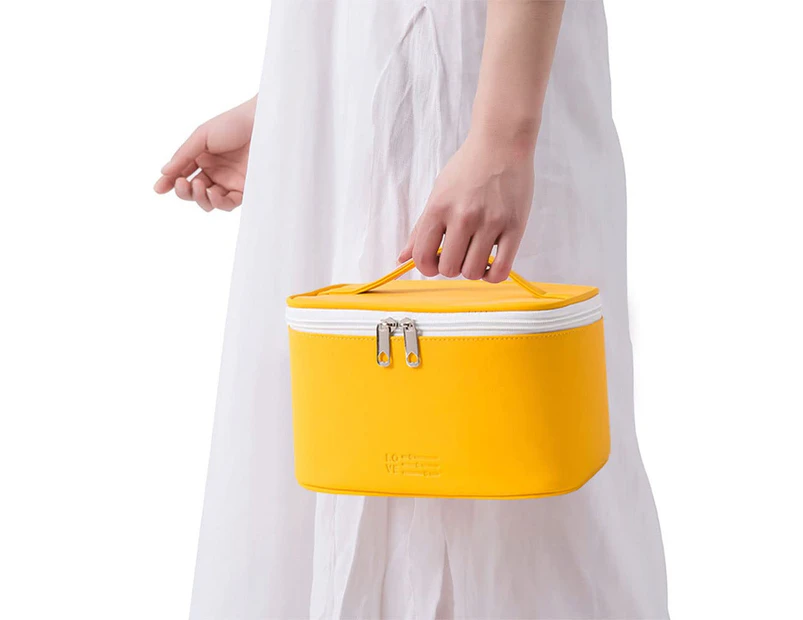 Makeup Bag Travel Cosmetic Bags for Women Girls Zipper Pouch Makeup Organizer Waterproof Cute  -Bright Yellow