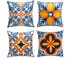 Waterproof Patio Furniture Cushion Covers Set of 4 Boho Style Decorative Cushion Covers 18" x 18".