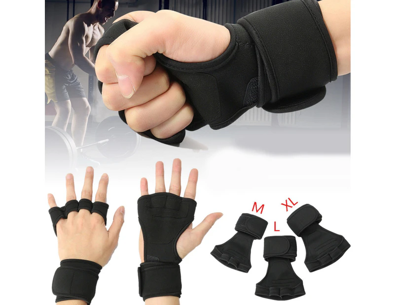 Weight Lifting Gym Workout Sport Exercise Training Neoprene Gloves Wrist Wrap Black