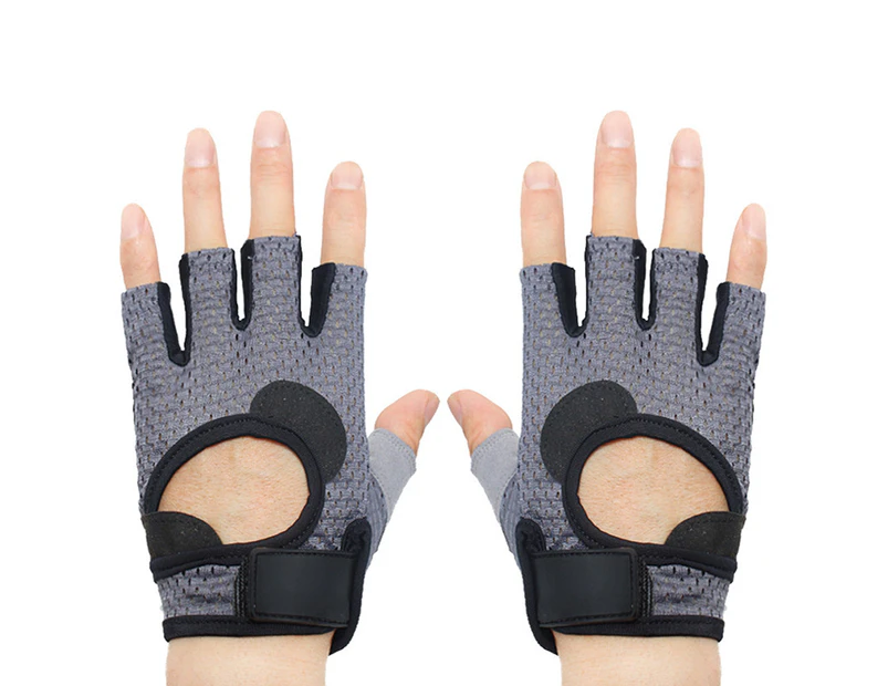Unisex Breathable Anti-slip Weight Lifting Yoga Gym Sports Half Finger Gloves Grey