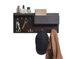 Wood Entryway Coat Rack with 2 Leather Tray(Brown)