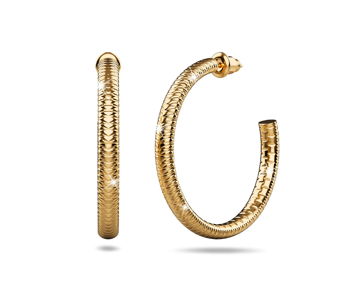 Daniela Engraved Hoop Earrings In Yellow Gold