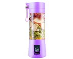Portable Home USB Rechargeable 4-Blade Electric Fruit Extractor Juice Blender-Purple