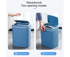Intelligent Rubbish Bin Wide Opening Touchless Large Capacity Automatic Motion Sensor Kick Vibration Trash Can for Home-Blue
