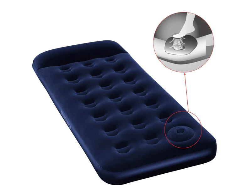 Nnevl Bestway Inflatable Flocked Airbed With Built In Foot Pump 185x76x28 Cm