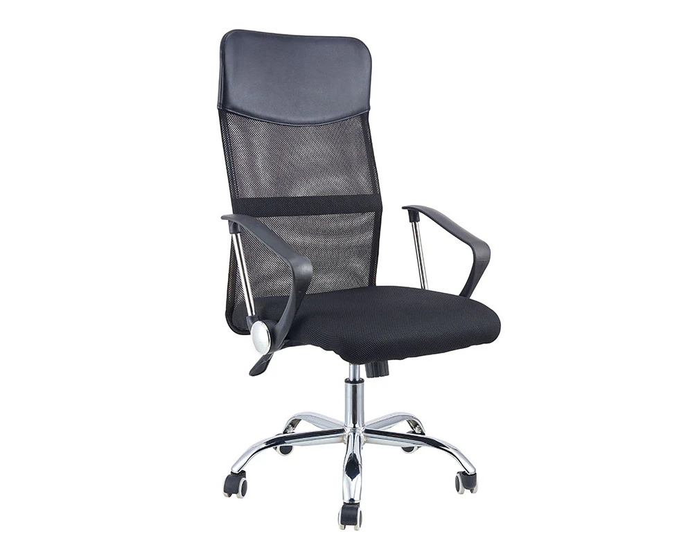 Ergonomic Office Chair Computer Chair Mesh PU Leather Chair High Back Black