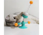 Cat Teaser Toy Relieve Boredom Interactive Turntable Spring Toy Pet Play Ball Toy Cat Stick Toy Cat Supplies Blue