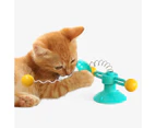 Cat Teaser Toy Relieve Boredom Interactive Turntable Spring Toy Pet Play Ball Toy Cat Stick Toy Cat Supplies Blue