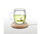 Fashion Wooden Grain Milk Tea Coffee Heating Mat Home Office Cup Mug Warmer Pad-2#