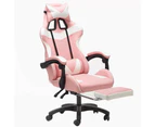 Deluxe Gaming Chair Office Computer Racing Pu Leather Chair Pink