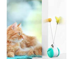 Cat Toys for Indoor Cats Interactive Roller Cat Toy with Catnip Feather Ball Balance Cat Chasing Toy for Kitten Exercise Puzzle Toys -Blue and white