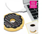 Donut Home Office USB Cup Warmer Heater Coffee Milk Tea Beverage Heating Mug Pad-Chocolate Color
