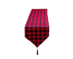 Fufu Table Runner Exquisite Soft Comfortable Tear Resistance Christmas Decoration Table Runner for Home-Red + Black Plaid