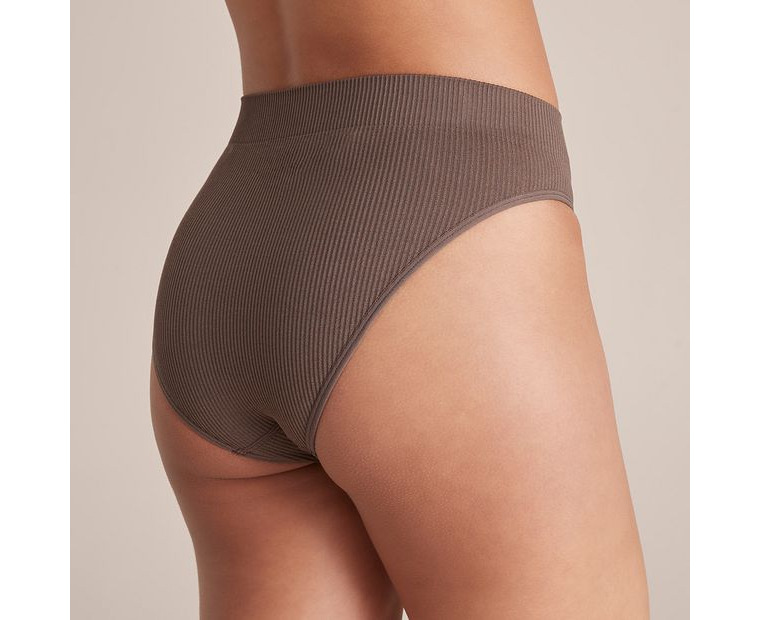 Ribbed Seamfree High Waisted Bikini Briefs - Lily Loves - Brown