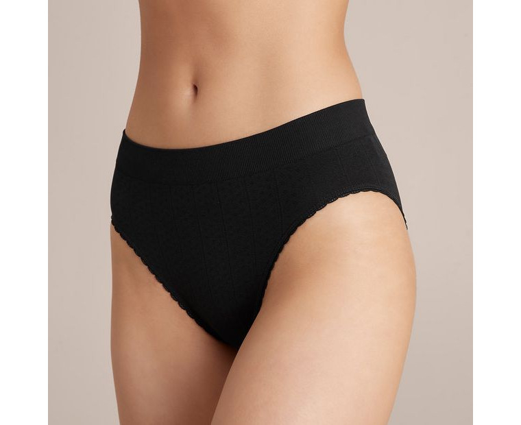 Pointelle High Waisted Bikini Briefs - Lily Loves - Black