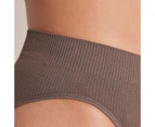 Ribbed Seamfree High Waisted Bikini Briefs - Lily Loves - Brown