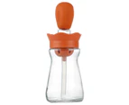 200ML 2 in 1 Glass Oil Bottle with Silicone Brush Clear Scale Quantitative Control Soft Bristles Creative Cactus Olive Oil Dispenser for Kitchen - Orange